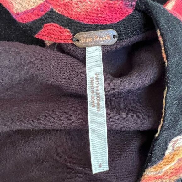 Free People Tegan Printed Long-Sleeve Mini Dress In Black Combo Size 4 - Picture 5 of 11